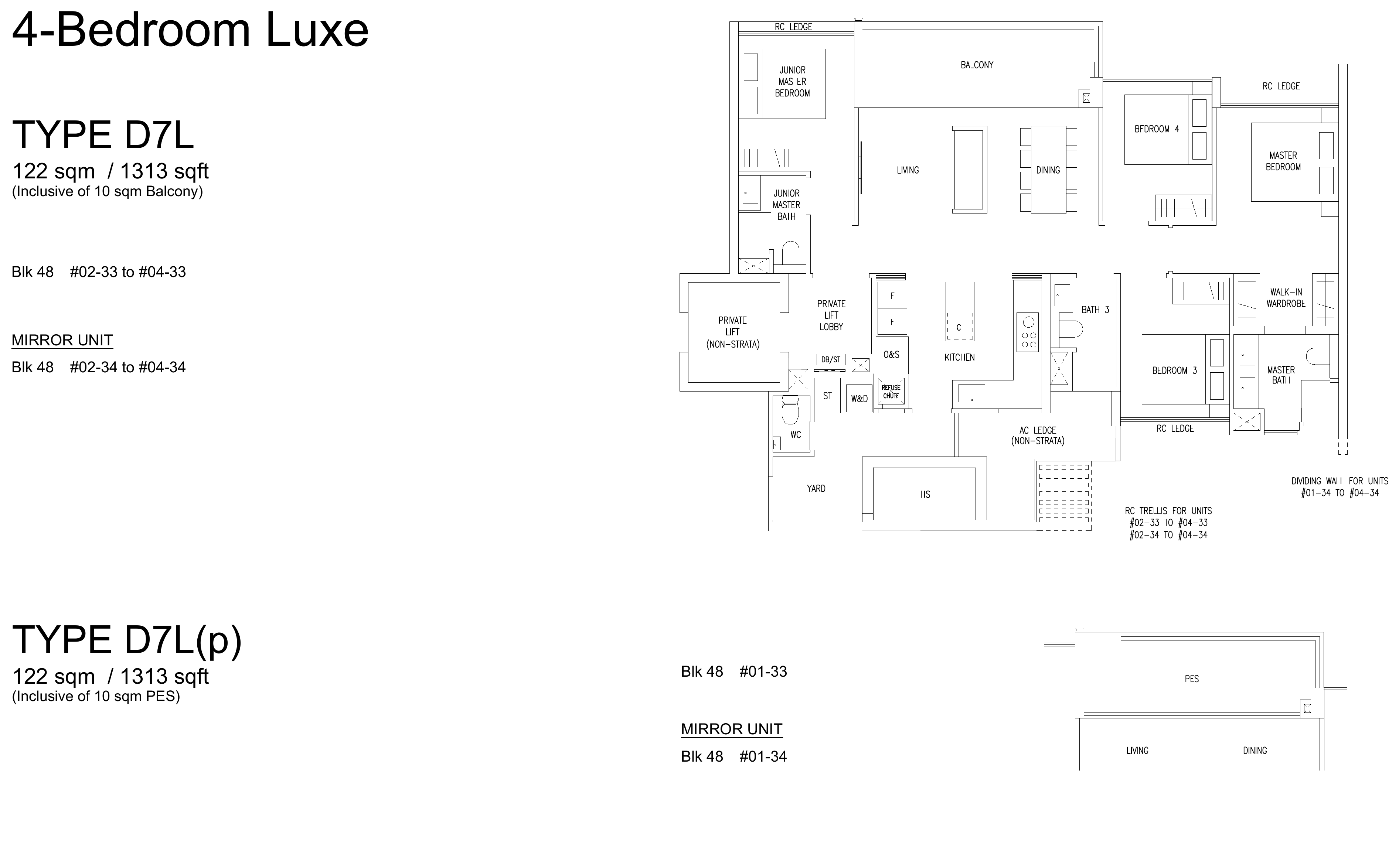 Type D7L floor plan, 1313 sqft