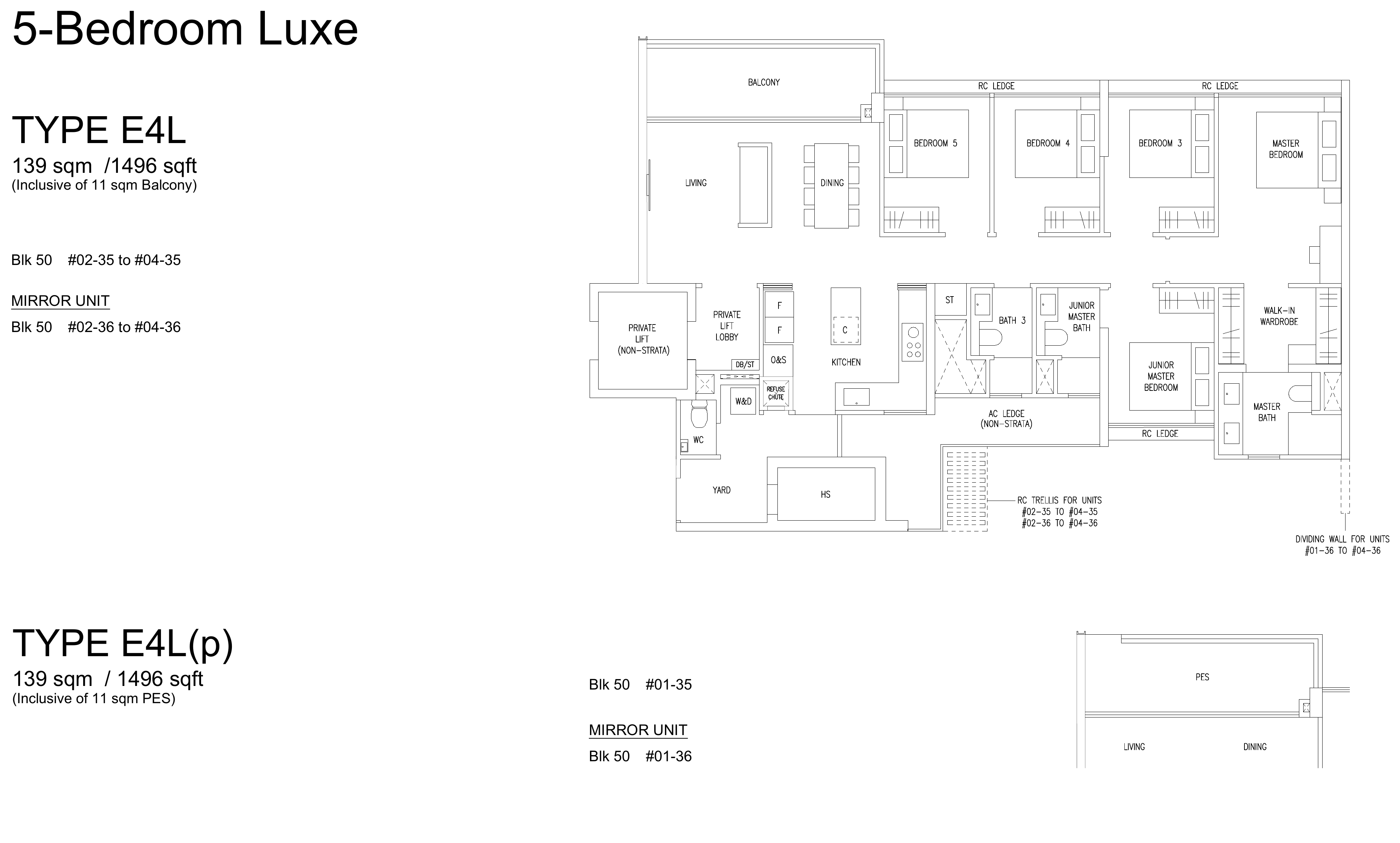 Type E4L floor plan, 1496 sqft